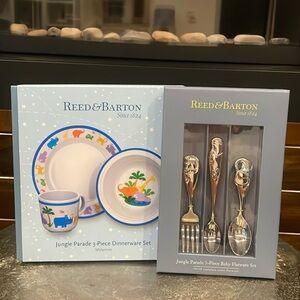 Reed & Barton Jungle Parade 3-Piece Dinnerware Set and Flatware Set ; NWT